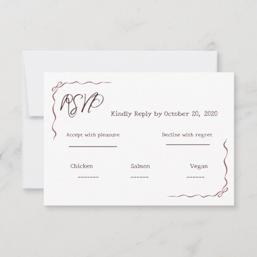 Whimsical Hand Written Scribble Wedding RSVP (Vorderseite)