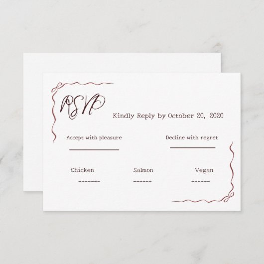 Whimsical Hand Written Scribble Wedding RSVP  (Vorne/Hinten)