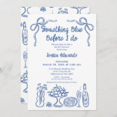 Whimsical Hand zeichnet etwas Blaues Brautparty Einladung (Vorne/Hinten)