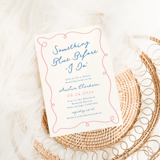 Whimsical Hand zeichnet etwas Blaues Brautparty Einladung