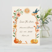 Whimsical handbemalt Sun und Mond Save The Date (Stehend Vorderseite)