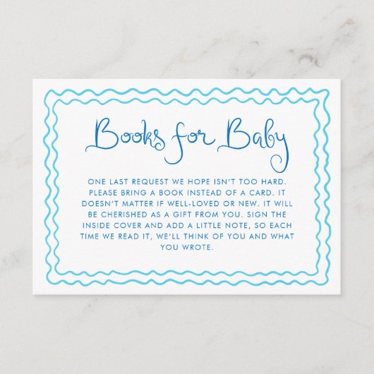Whimsical Handgeschriebene Blue Books für Baby Begleitkarte (Vorderseite)
