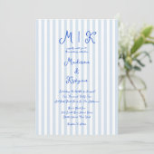 Whimsical handgeschriebene Blue French Wedding Einladung (Stehend Vorderseite)