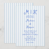 Whimsical handgeschriebene Blue French Wedding Einladung (Vorne/Hinten)
