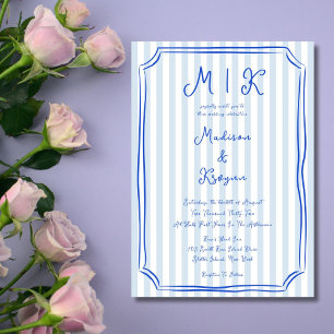 Whimsical handgeschriebene Blue French Wedding Einladung