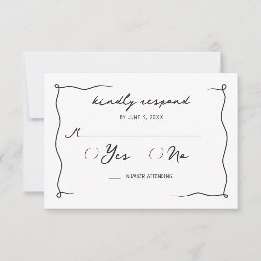 Whimsical handgeschriebene Cherry Wedding RSVP Karte (Vorderseite)