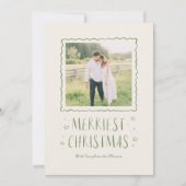 Whimsical Handgeschriebene frohe Weihnachten Grün (Vorderseite)