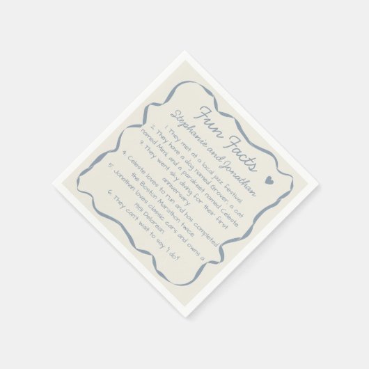 Whimsical Handgeschriebener Dusty Blue Fun Fakten  Serviette (Ecke)