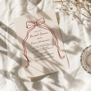 Whimsical Handgeschriebenes Burgundy Bow Brautpart Einladung