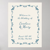 Whimsical Handgeschriebenes Illustriertes Hochzeit Poster (Vorne)