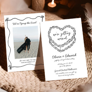 Whimsical handGezeichnet Cake Foto Hochzeit Einladung