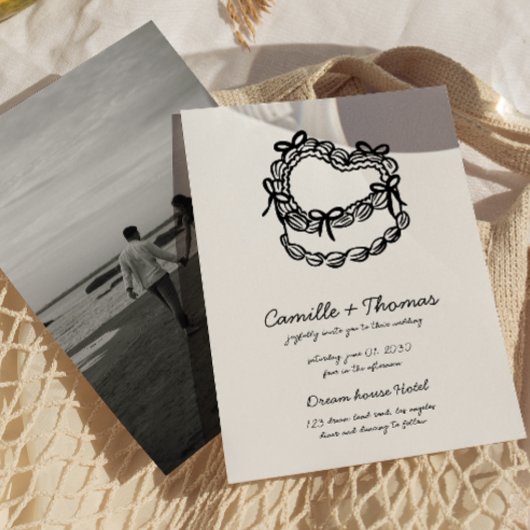 Whimsical handGezeichnet Cake Foto Hochzeitsfeiern Save The Date