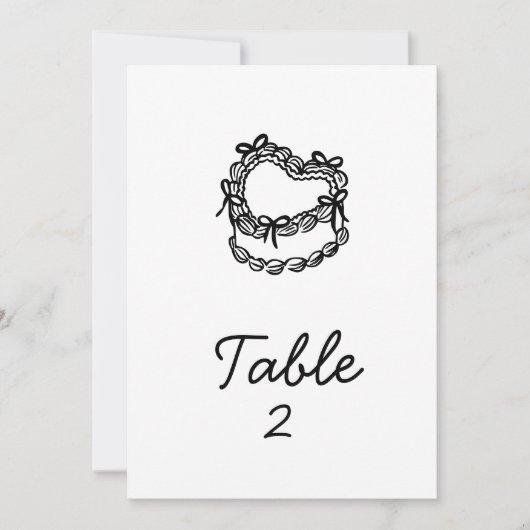 Whimsical handGezeichnet Cake Wedding Tischnummer (Vorderseite)