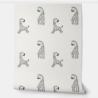 Whimsical handGezeichnet Giraffe-Kinderzimmer Tapete