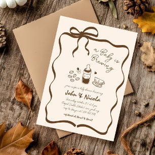 Whimsical Handgezeichnete Baby is Brewing Babypart Einladung