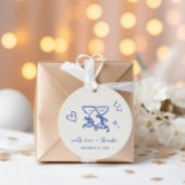 Whimsical Handgezeichnete Blaue Creme Hochzeit Dan Geschenkanhänger