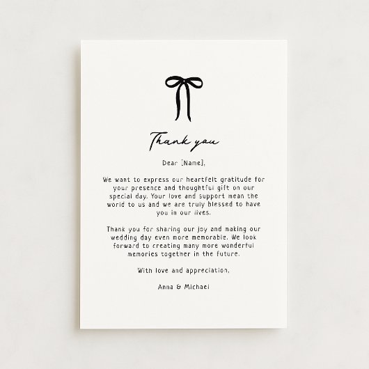 Whimsical, handgezeichnete Bughochzeit danke Karte