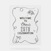 Whimsical handgezeichnete Creme Cocktail Feier Acrylschild (Vorderseite)