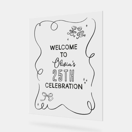 Whimsical handgezeichnete Creme Cocktail Feier Acrylschild (Winkel)