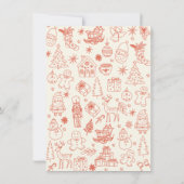 Whimsical handgezeichnete Doodle Weihnachts-Party Einladung (Rückseite)