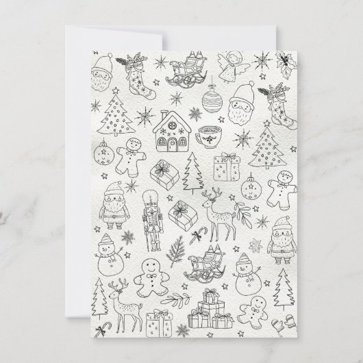 Whimsical handgezeichnete Doodle Weihnachts-Party Einladung (Rückseite)