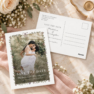 Whimsical handgezeichnete florale Hochzeit Merken  Postkarte