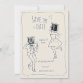 Whimsical handgezeichnete Foto-Doodle Save The Dat Date (Vorderseite)