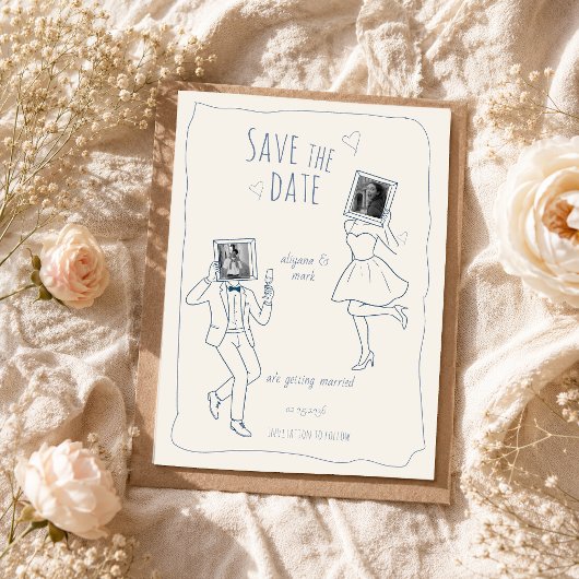 Whimsical handgezeichnete Foto-Doodle Save The Dat Date