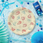 Whimsical handgezeichnete Garnelen-Sommerparty, Pappteller (Party)