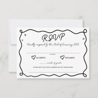 Whimsical handgezeichnete Herzen Wedding freundlic RSVP Karte