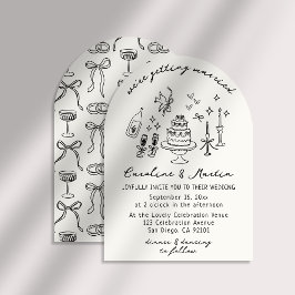 Whimsical, handgezeichnete Hochzeit Einladung