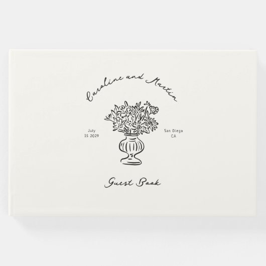 Whimsical, handgezeichnete Hochzeit Gästebuch (Vorderseite)