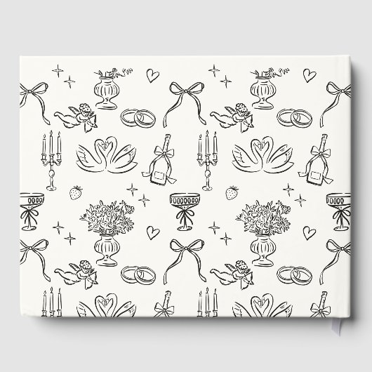 Whimsical, handgezeichnete Hochzeit Gästebuch (Rückseite)