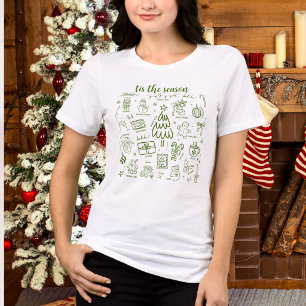 Whimsical Handgezeichnete Kritzelmuster Grün Tri-Blend Shirt