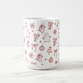 Whimsical Handgezeichnete Kritzelmuster Rot Kaffeetasse (Mittel)