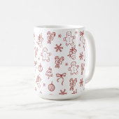 Whimsical Handgezeichnete Kritzelmuster Rot Kaffeetasse (VorderseiteRechts)