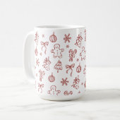 Whimsical Handgezeichnete Kritzelmuster Rot Kaffeetasse (Vorderseite Links)