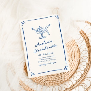 Whimsical handgezeichnete marineblaue Bachelorette Einladung