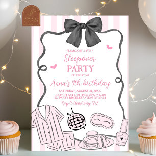 Whimsical handgezeichnete rosa Pyjamaparty Einladung