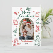 Whimsical handgezeichnetes Bogen-Foto Weihnachten (Stehend Vorderseite)