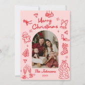 Whimsical Handgezeichnetes Bogen-Foto Weihnachten (Vorderseite)