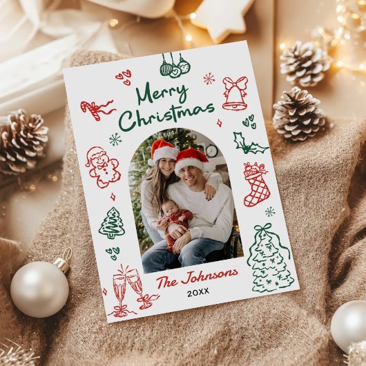 Whimsical handgezeichnetes Bogen-Foto Weihnachten