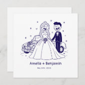 Whimsical Handgezeichnetes Hochzeitspaar | Hochzei (Vorne/Hinten)