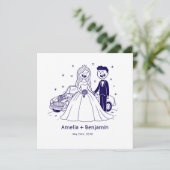 Whimsical Handgezeichnetes Hochzeitspaar | Hochzei (Stehend Vorderseite)