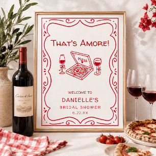 Whimsical Handgezeichnetes That's Amore Brautparty Poster