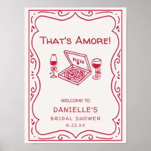 Whimsical Handgezeichnetes That's Amore Brautparty Poster