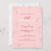 Whimsical Handgezogen Martini 21. Geburtstag Party Einladung (Vorderseite)