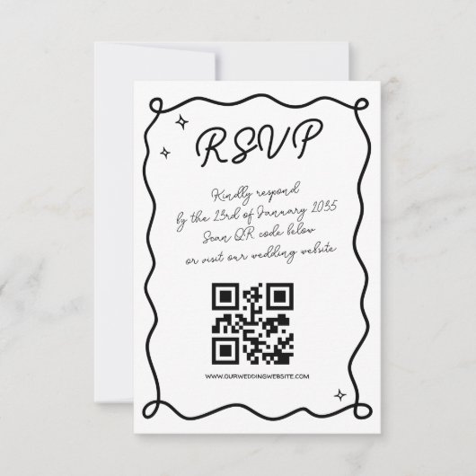 Whimsical Handgezogener Hochzeitsstichtencode - Bi RSVP Karte (Vorderseite)