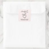Whimsical Handmade with Love Script Heart Bow Quadratischer Aufkleber (Tasche)