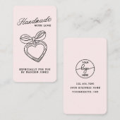 Whimsical Handmade with Love Script Heart Bow Visitenkarte (Vorne/Hinten)